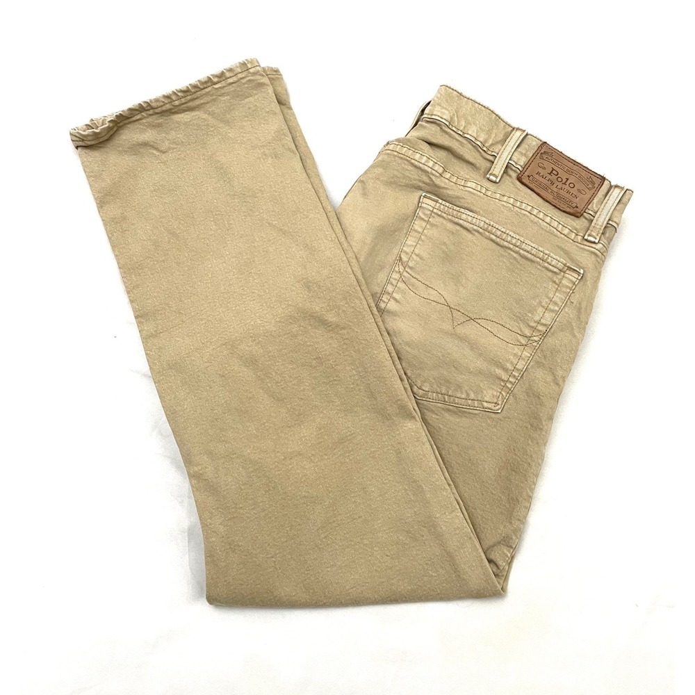Polo Ralph Lauren The Varick Slim Straight Jeans Mens 40x30 Beige‎ Tan Preppy